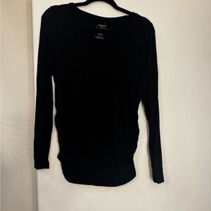 Motherhood Maternity Black V-Neck Long Sleeve Maternity Tee